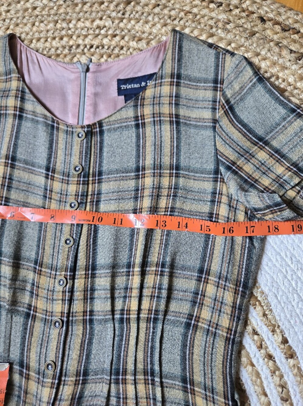 Tristan & Iseut Vintage 90s Plaid Shift Dress Preppy Schoolgirl Dark Academia 7 - Picture 11 of 16